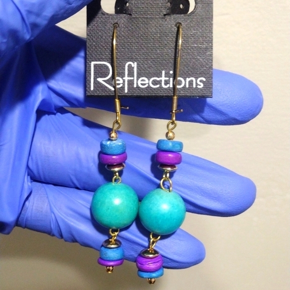 Women's Stunning Gold-Tone Colorful Kidney Wire Beaded Drop Dangle Earrings 3" - Picture 1 of 4